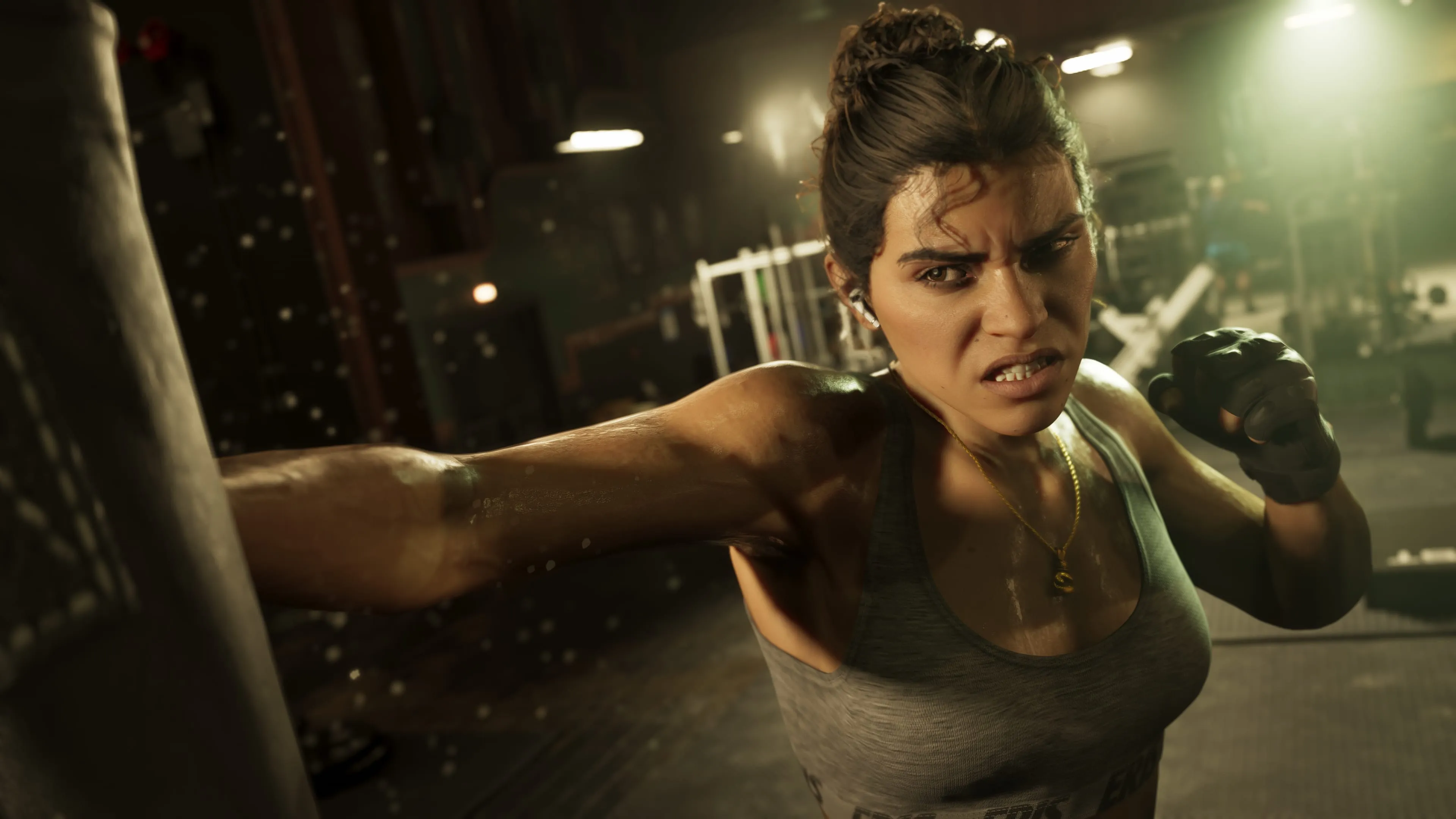 Lucia Caminos adopte une position de combat, les poings levés, dans GTA 6.