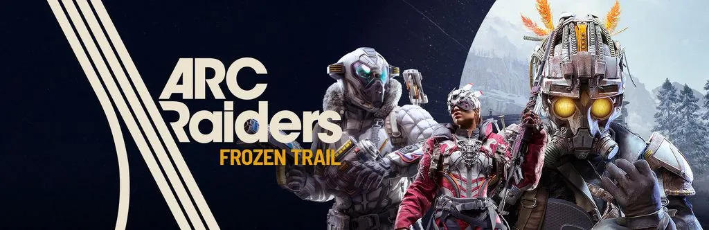 Visuel officiel ARC Raiders Frozen Trail présentant plusieurs Raiders en tenue d’hiver, avec le logo de la mise à jour.