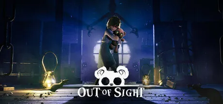 Sophie serre son ours en peluche dans une pièce sombre éclairée par des lampes, sur le visuel officiel d’Out of Sight.