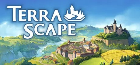 Un village médiéval, des champs et un château dominent un paysage verdoyant sur le visuel officiel de TerraScape.