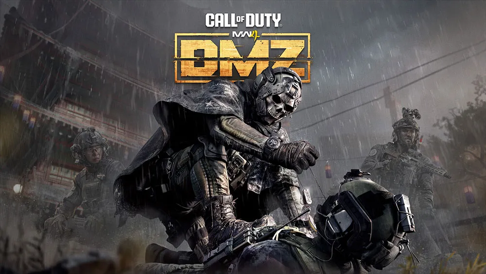 Ghost intervient auprès d’un soldat sous la pluie dans le visuel officiel de DMZ.